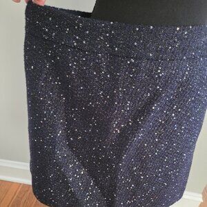 Ann Taylor LOFT Navy Tweed Sequined Mini Skirt 12P New With Tags
